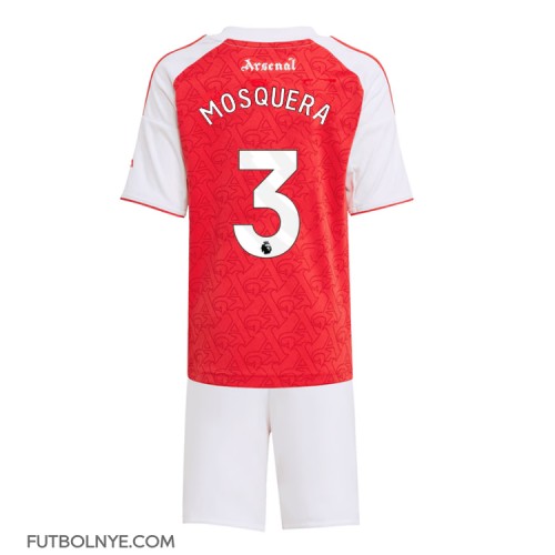 Camiseta Arsenal Cristhian Mosquera #3 Primera Equipación para niños 2025-26 manga corta (+ pantalones cortos)